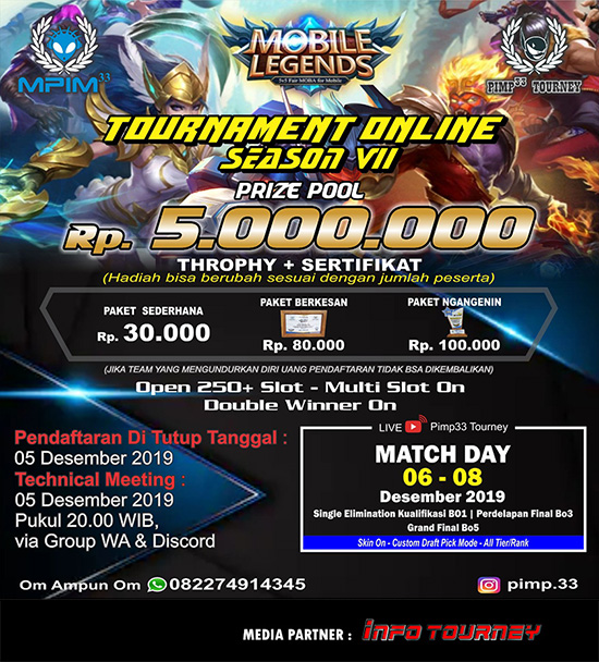 turnamen ml mole mobile legends desember 2019 mpim season 7 poster