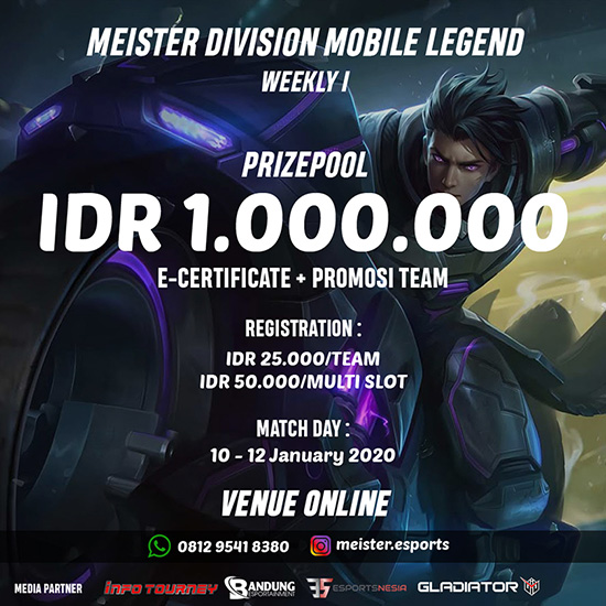 turnamen ml mole mobile legends januari 2020 meister division weekly 1 poster