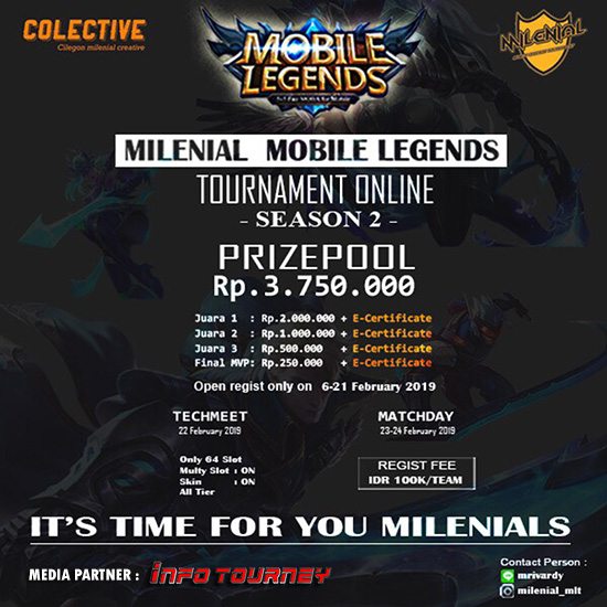 turnamen ml mole mobile legends milenial season 2 februari 2019 poster