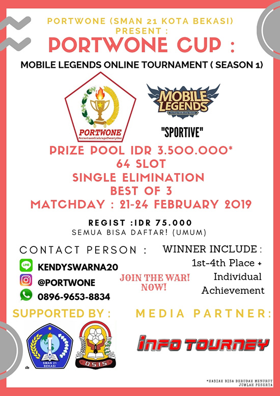 turnamen ml mole mobile legends portwone cup season 1 februari 2019 poster