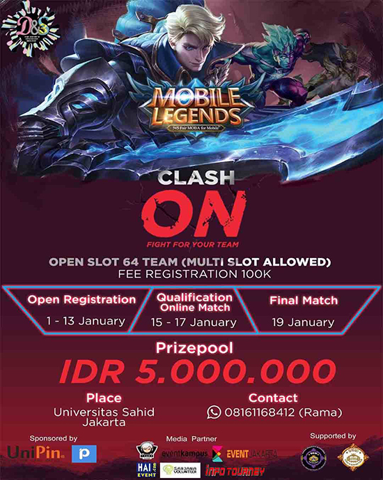 turnamen ml mole mobile legends clash on esports tournament januari 2019 poster