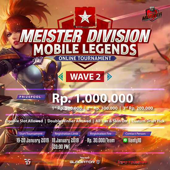 turnamen ml mole mobile legends meister division mobile legends wave 2 januari 2019 poster