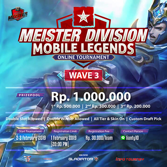 turnamen ml mole mobile legends meister division mobile legends wave 3 februari 2019 poster