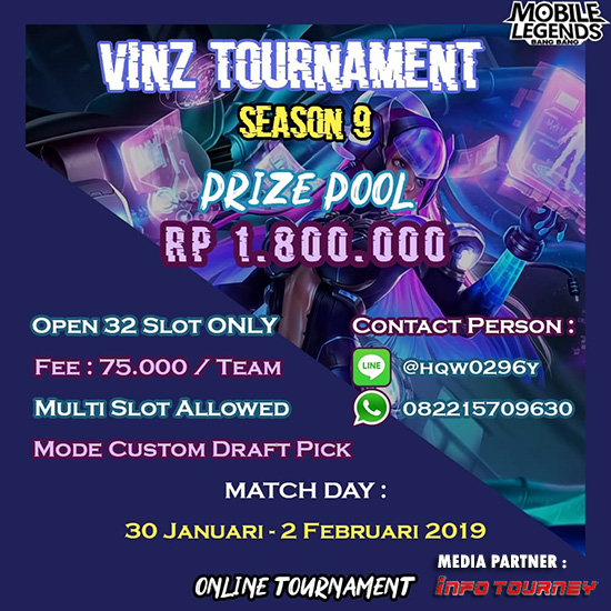turnamen ml mole mobile legends vinz season 9 januari 2019 poster