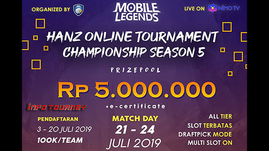 turnamen ml mole mobile legends juli 2019 hanz online tournament s5 logo