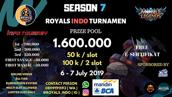 turnamen ml mole mobile legends juli 2019 royals indo group season 7 logo