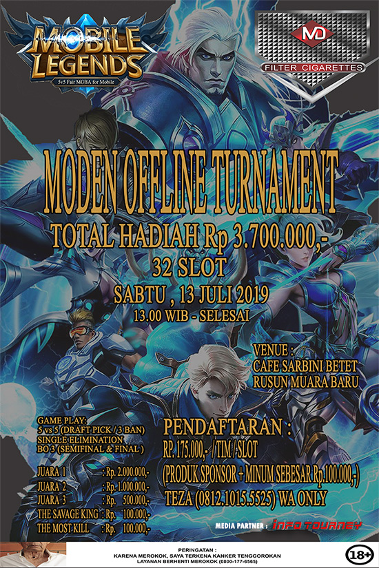 turnamen ml mole mobile legends juli 2019 moden offline tournament poster