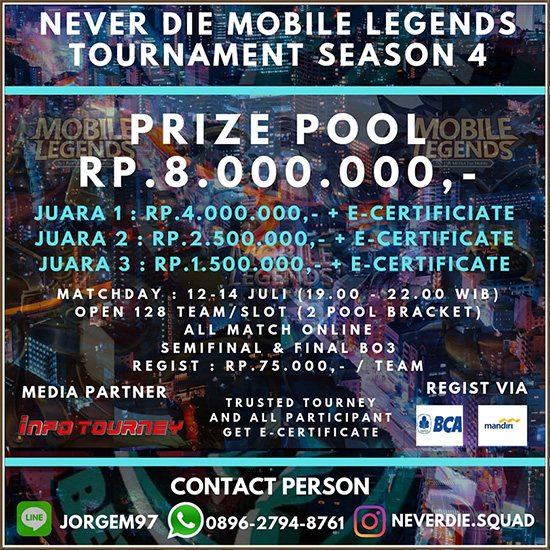 turnamen ml mole mobile legends juli 2019 never die season 4 poster