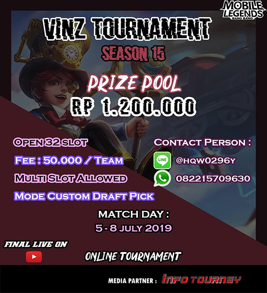 turnamen ml mole mobile legends juli 2019 vinz season 15 poster