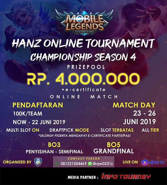 turnamen ml mole mobile legends juni 2019 hanz online tournament season 4 poster