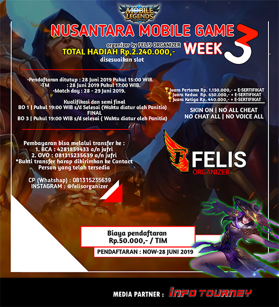 turnamen ml mole mobile legends juni 2019 nusantara mobile game week 3 poster