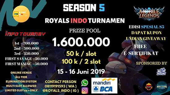 turnamen ml mole mobile legends juni 2019 royals indo group season 5 logo