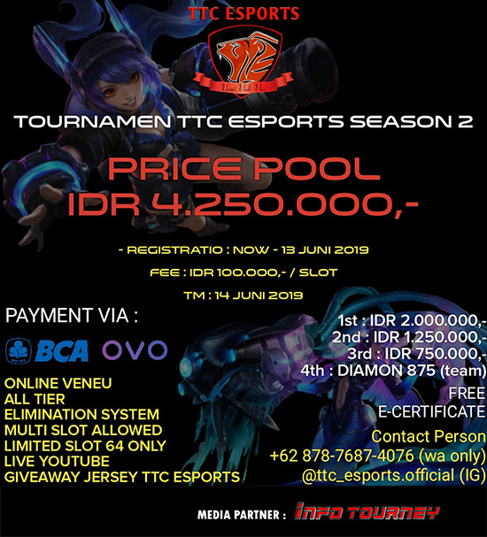 turnamen ml mole mobile legends juni 2019 ttc esports season 2 poster