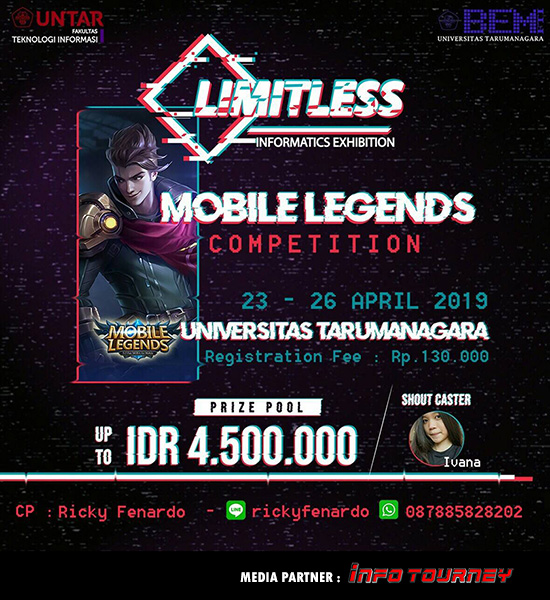 turnamen ml mole mobile legends informatics exhibition limitless april 2019 poster