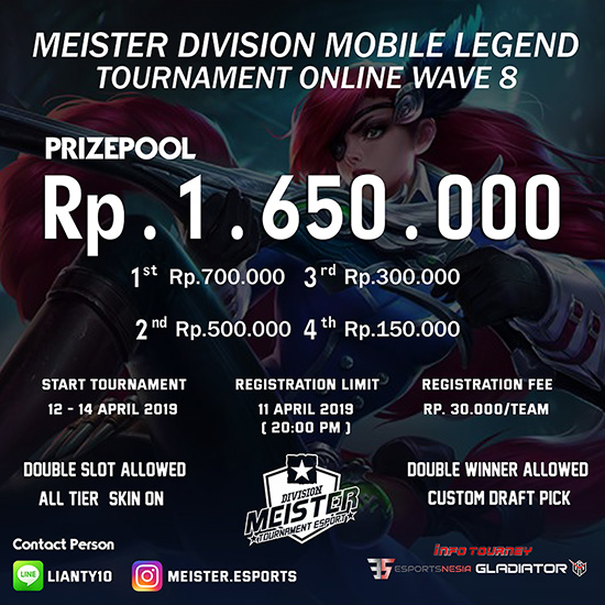 turnamen ml mole mobile legends meister division mobile legends wave 8 april 2019 poster