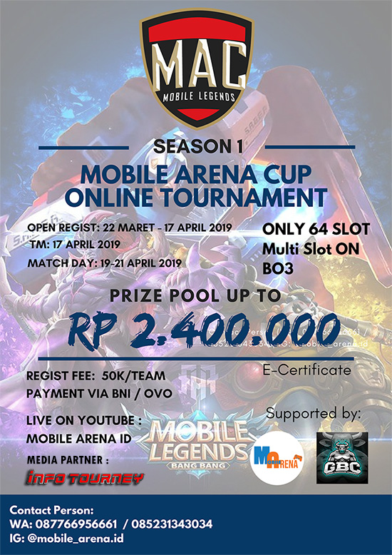 turnamen ml mole mobile legends mobile arena cup season 1 april 2019 poster