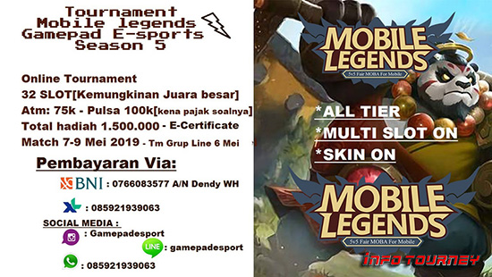 turnamen ml mole mobile legends gamepad esport season 5 mei 2019 logo