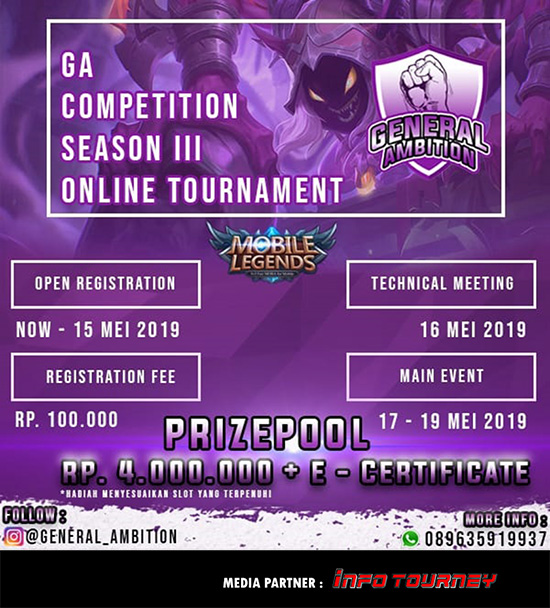 turnamen ml mole mobile legends general ambition competition season 3 mei 2019 poster