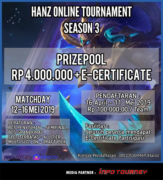 turnamen ml mole mobile legends hanz online tournament season 3 mei 2019 poster