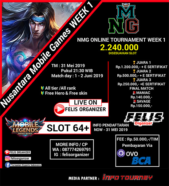 turnamen ml mole mobile legends ngm week 1 mei 2019 poster