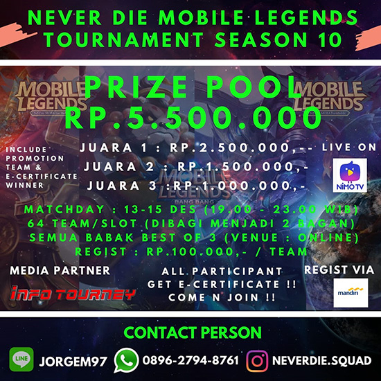 turnamen ml mole mobile legends desember 2019 never die season 10 poster