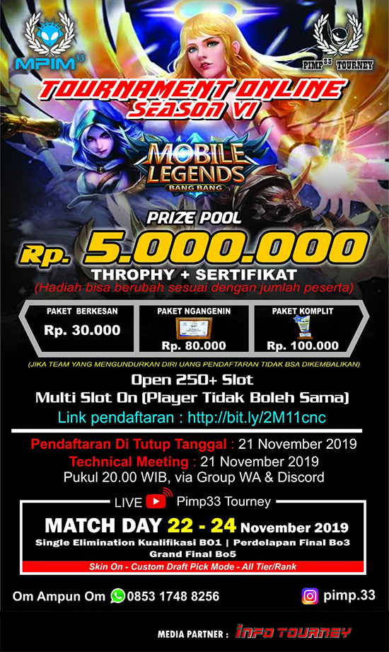 turnamen ml mole mobile legends november 2019 mpim season 6 poster
