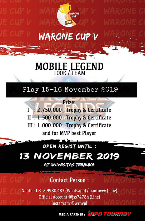 turnamen ml mole mobile legends november 2019 warone cup v poster