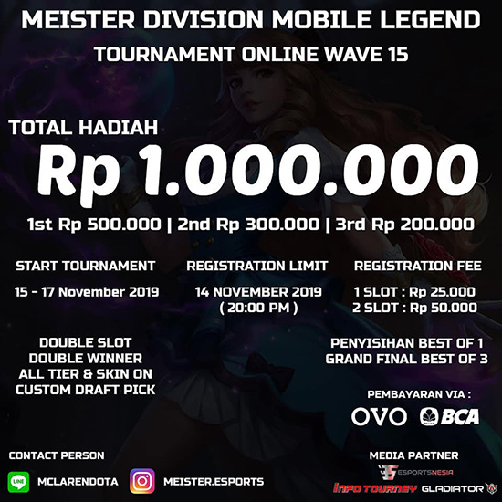 turnamen ml mole mobile legends november 2019 meister division wave 15 poster