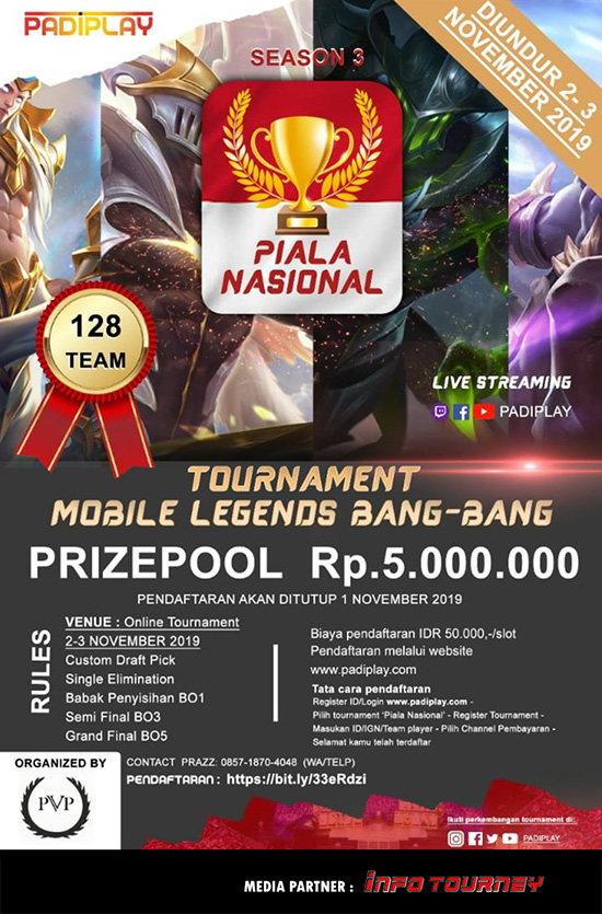 turnamen ml mole mobile legends november 2019 piala nasional season 3 poster