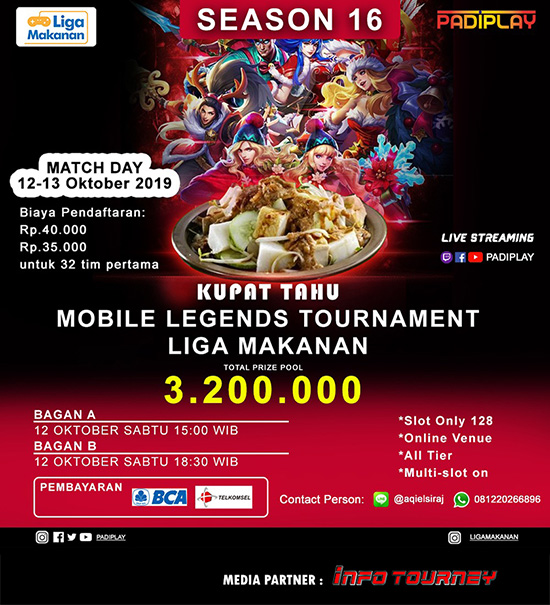 turnamen ml mole mobile legends oktober 2019 kupat tahu season 16 poster
