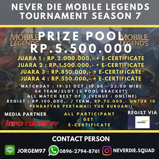 turnamen ml mole mobile legends oktober 2019 never die season 7 1 poster