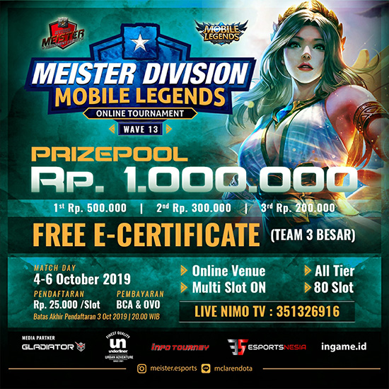 turnamen ml mole mobile legends september 2019 meister division wave 13 poster