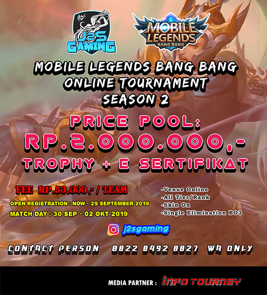 turnamen ml mole mobile legends september 2019 j2s gaming season 2 poster