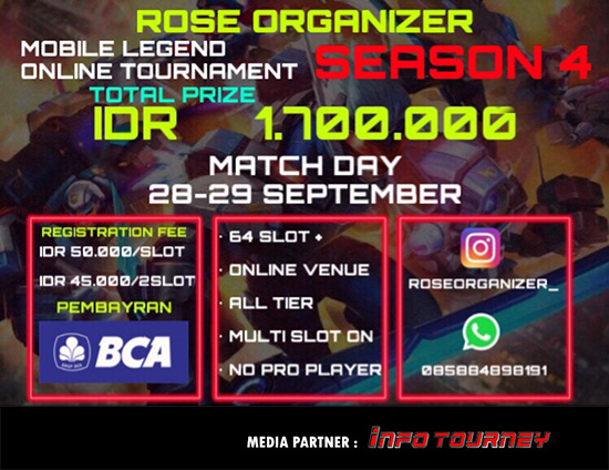turnamen ml mole mobile legends september 2019 rose organizer season 4 poster