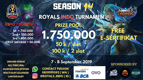 turnamen ml mole mobile legends september 2019 royals indo group season 14 logo