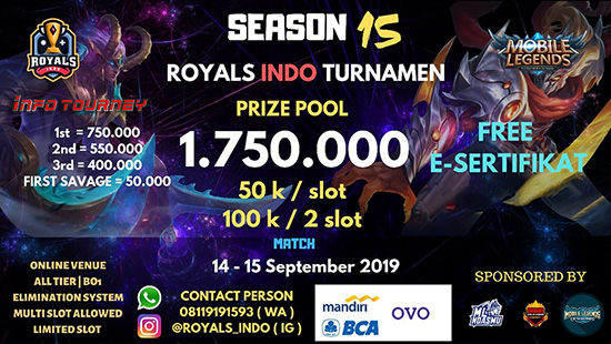 turnamen ml mole mobile legends september 2019 royals indo group season 15 logo