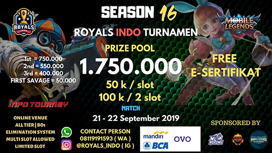 turnamen ml mole mobile legends september 2019 royals indo group season 16 logo