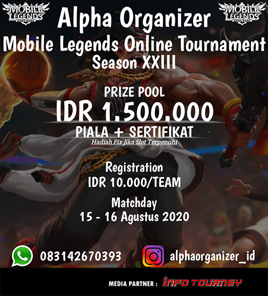 turnamen ml mlbb mole mobile legends agustus 2020 alpha organizer season 23 poster