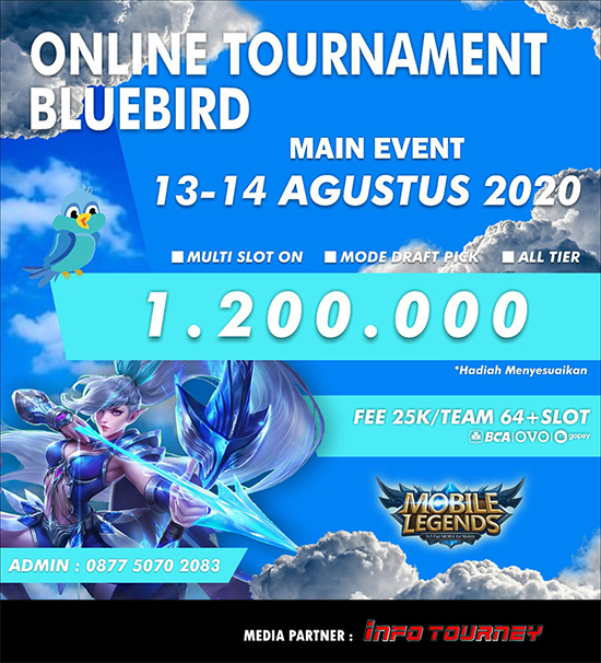 turnamen ml mlbb mole mobile legends agustus 2020 blue bird poster