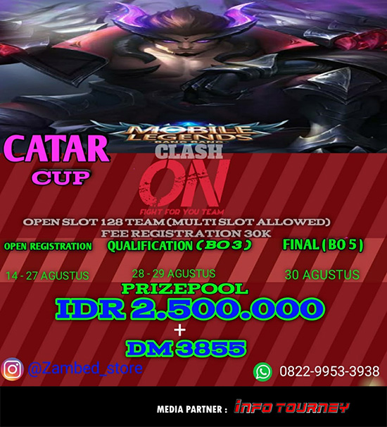 turnamen ml mlbb mole mobile legends agustus 2020 catar cup season 1 poster