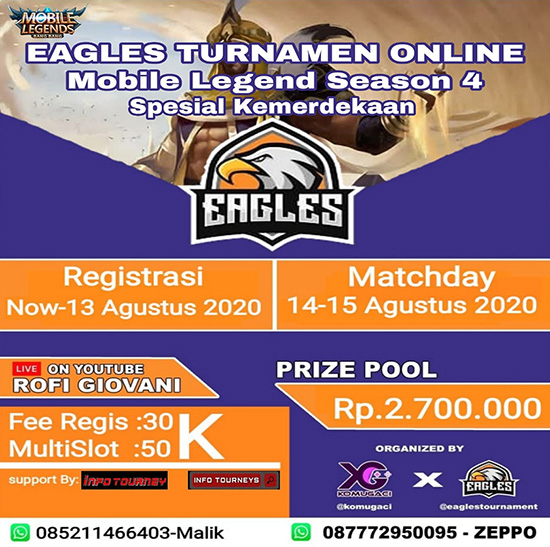 turnamen ml mlbb mole mobile legends agustus 2020 eagles season 4 poster