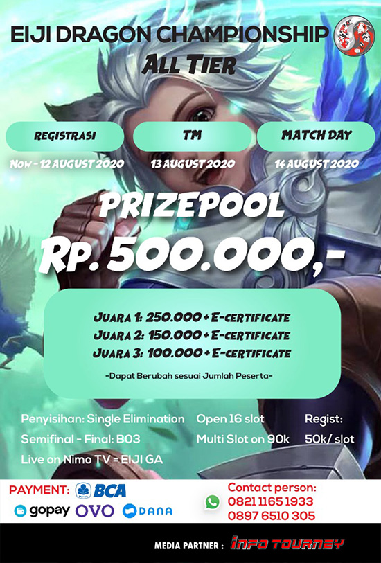 turnamen ml mlbb mole mobile legends agustus 2020 eiji dragon championship poster