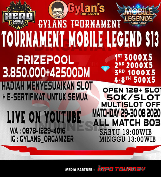 turnamen ml mlbb mole mobile legends agustus 2020 gylans season 13 poster 1