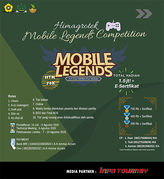 turnamen ml mlbb mole mobile legends agustus 2020 himagrotek unsri poster