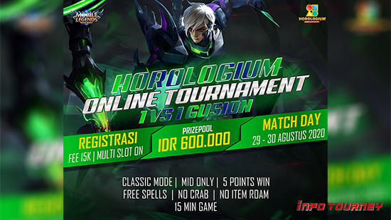 turnamen ml mlbb mole mobile legends agustus 2020 horologium organizer 1vs1 gusion logo