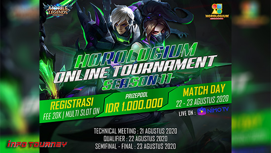 turnamen ml mlbb mole mobile legends agustus 2020 horologium organizer season 11 logo