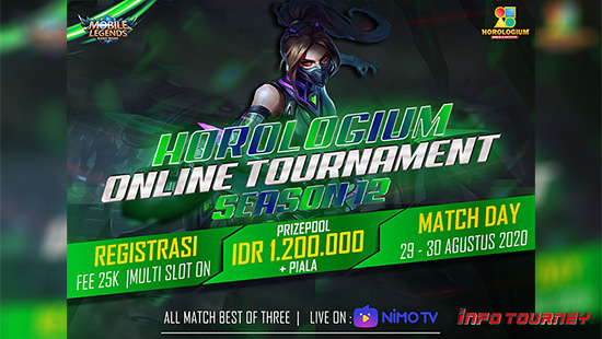 turnamen ml mlbb mole mobile legends agustus 2020 horologium organizer season 12 logo