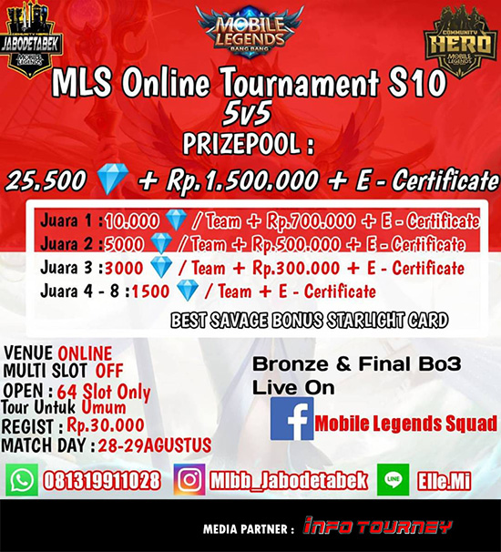 turnamen ml mlbb mole mobile legends agustus 2020 mls season 10 poster