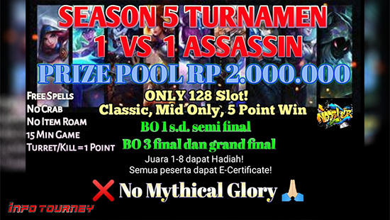 turnamen ml mlbb mole mobile legends agustus 2020 noobler season 5 1vs1 assassin logo