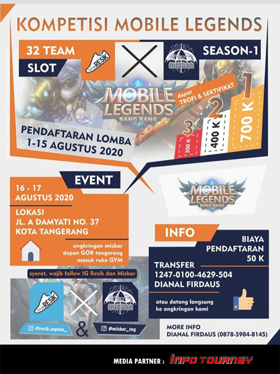 turnamen ml mlbb mole mobile legends agustus 2020 resik x misbar season 1 poster